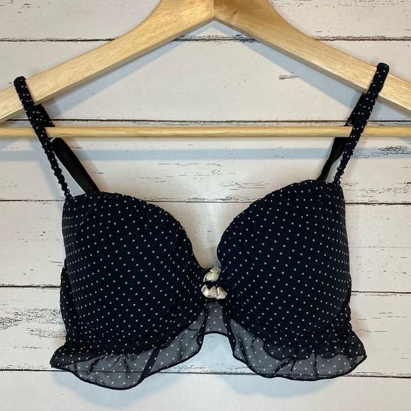 🎈$10 add on. 💗LASENZA Bra. Polka dot Ruffle underwire bra in navy - Picture 2 of 4
